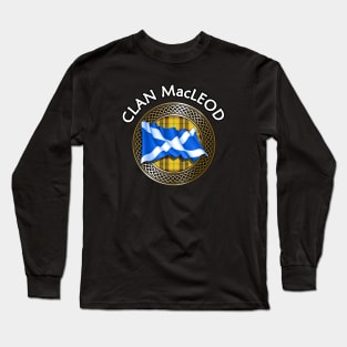 Clan MacLeod Crest & Tartan Knot Long Sleeve T-Shirt